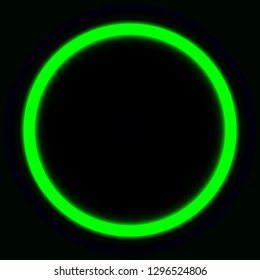 Green vibrant neon glowing circle. Colorful round frame. Abstract bright ring. Shine vector stroke illustration for your design, banner, ad.