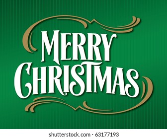 Green Victorian Merry Christmas Vector Lettering