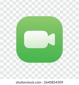 Green Video Call Icon with Camera Symbol in Square Shape for Video Communication and Connectivity