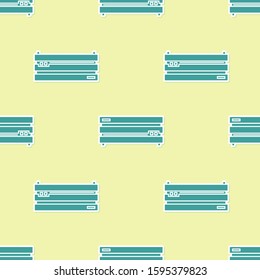 Green Video game console icon isolated seamless pattern on yellow background.  Vector Illustration