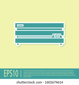 Green Video game console icon isolated on yellow background.  Vector Illustration