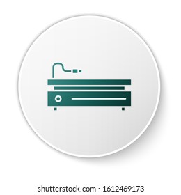 Green Video game console icon isolated on white background. White circle button. Vector Illustration