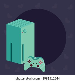 green videogame console and control