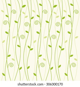 Green vine creeper pattern on pale green background