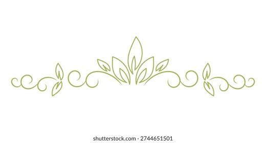 Green vine leaf ornamental divider border clipart vector lustration