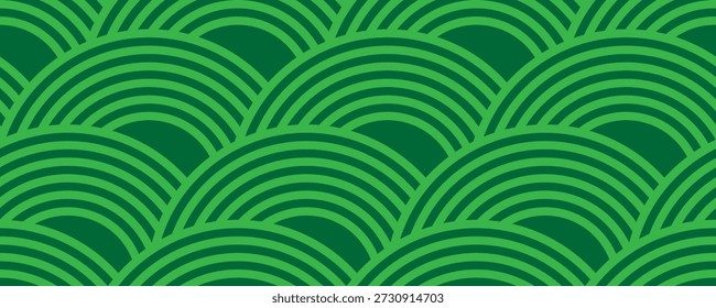 Green vineyard seamless texture. Wavy organic lines of grape fields, eco farm abstract striped landscape, natural agriculture botanical vector background for rustic decor and packaging