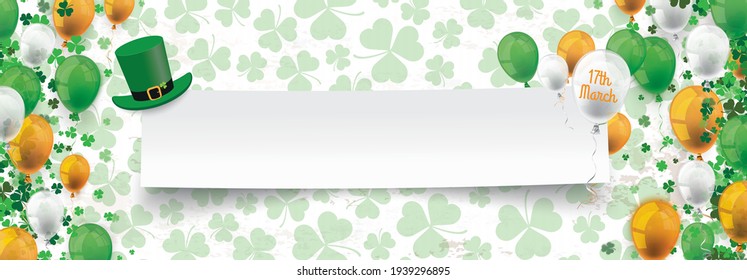 Green vintage banner for St Patricks Day. Eps 10 vector file.