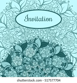 Green Vintage ethnic vector ornament card with mandala background card in pastel green color