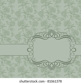 green vintage frame on the background of the peonies