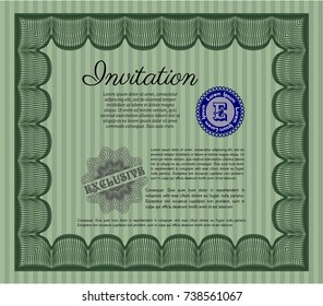 Green Vintage invitation. With background. Customizable, Easy to edit and change colors. Good design. 