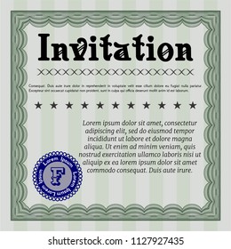 Green Vintage invitation. With background. Superior design. Detailed. 