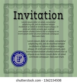Green Vintage invitation. Beauty design. Customizable, Easy to edit and change colors. Printer friendly. 