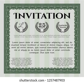 Green Vintage invitation. Complex background. Detailed. Modern design. 