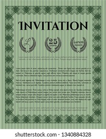 Green Vintage invitation. Complex background. Good design. Customizable, Easy to edit and change colors. 