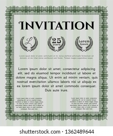 Green Vintage invitation. Complex background. Money style design. Customizable, Easy to edit and change colors. 
