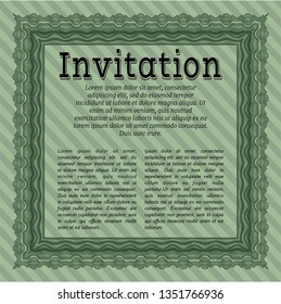 Green Vintage invitation. With complex linear background. Excellent design. Customizable, Easy to edit and change colors. 