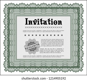 Green Vintage invitation. Cordial design. With complex background. Customizable, Easy to edit and change colors. 