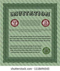 Green Vintage invitation. Customizable, Easy to edit and change colors. With complex background. Lovely design. 