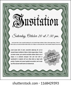 Green Vintage invitation. Customizable, Easy to edit and change colors. Printer friendly. Artistry design. 