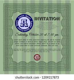 Green Vintage invitation. Customizable, Easy to edit and change colors. Printer friendly. Elegant design. 
