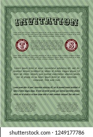 Green Vintage invitation. Customizable, Easy to edit and change colors. With background. Good design. 
