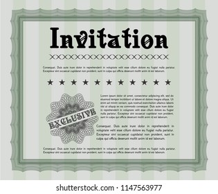 Green Vintage invitation. Detailed. With background. Modern design. 