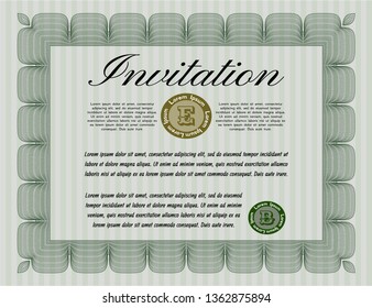 Green Vintage invitation. Detailed. Easy to print. Nice design. 