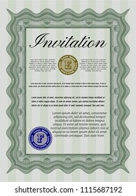 Green Vintage invitation. Easy to print. Detailed. Superior design. 