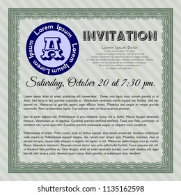 Green Vintage invitation. Easy to print. Sophisticated design. Customizable, Easy to edit and change colors. 