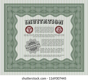 Green Vintage invitation. Easy to print. Customizable, Easy to edit and change colors. Lovely design. 