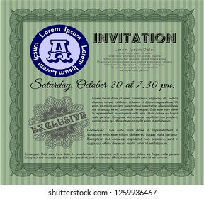 Green Vintage invitation. Easy to print. Beauty design. Detailed. 