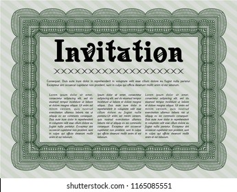 Green Vintage invitation. Elegant design. Customizable, Easy to edit and change colors. With guilloche pattern. 