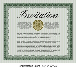 Green Vintage invitation. Elegant design. With quality background. Customizable, Easy to edit and change colors. 