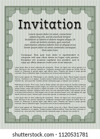 Green Vintage invitation. With great quality guilloche pattern. Customizable, Easy to edit and change colors. Money style design. 