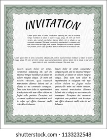 Green Vintage invitation. With guilloche pattern and background. Vector illustration. Money Pattern design. 