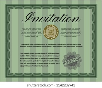 Green Vintage invitation. Lovely design. Easy to print. Customizable, Easy to edit and change colors. 