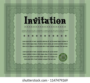Green Vintage invitation. Lovely design. Vector illustration. With quality background. 