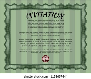 Green Vintage invitation. Lovely design. Detailed. Complex background. 