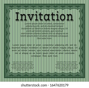 Green Vintage invitation. Lovely design. Customizable, Easy to edit and change colors. With great quality guilloche pattern. 