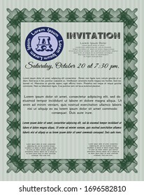 Green Vintage invitation. Lovely design. Easy to print. Customizable, Easy to edit and change colors. 