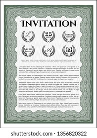 Green Vintage invitation. Money design. With complex linear background. Vector illustration. 