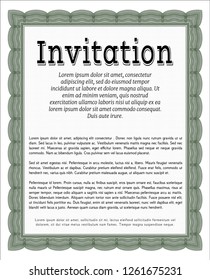 Green Vintage invitation. Money Pattern. Vector illustration. Complex background. 