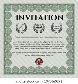 Green Vintage invitation. Nice design. Customizable, Easy to edit and change colors. With linear background. 