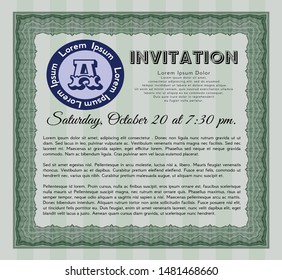 Green Vintage invitation. Nice design. With linear background. Customizable, Easy to edit and change colors. 
