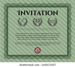Green Vintage invitation. Printer friendly. Customizable, Easy to edit and change colors. Good design. 