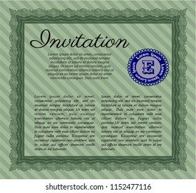 Green Vintage invitation. Printer friendly. Customizable, Easy to edit and change colors. Money style design. 