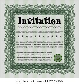 Green Vintage invitation. Printer friendly. Vector illustration. Retro design. 