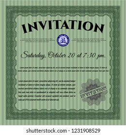 Green Vintage invitation. Printer friendly. Money design. Vector illustration. 