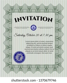 Green Vintage invitation. Printer friendly. Lovely design. Customizable, Easy to edit and change colors. 