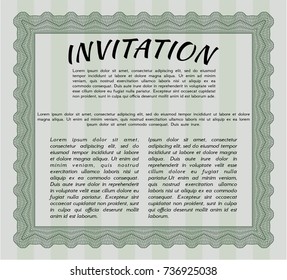 Green Vintage invitation. Printer friendly. Customizable, Easy to edit and change colors. Sophisticated design. 